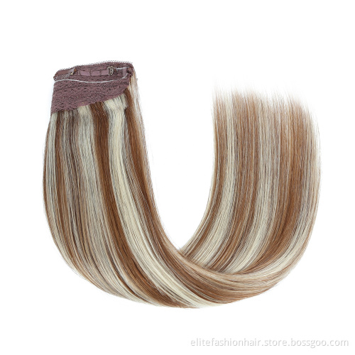 100% Original Russian Top Quality Human Hair Weave Virgin Double Drawn Straight Halo Hair Weft with clip in Halo hair extensions